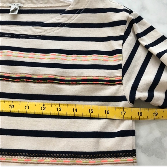 J.Crew neon stitchwork striped top size small - Picture 5 of 8